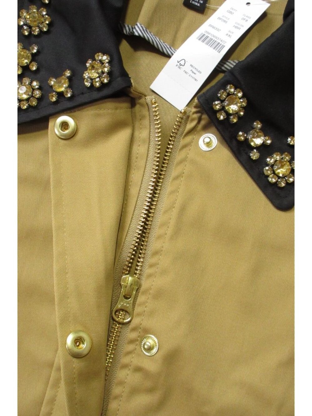 NWT J.Crew Collection Barn Jacket in Honey Brown with Embellished Collar XXL - Picture 10 of 10